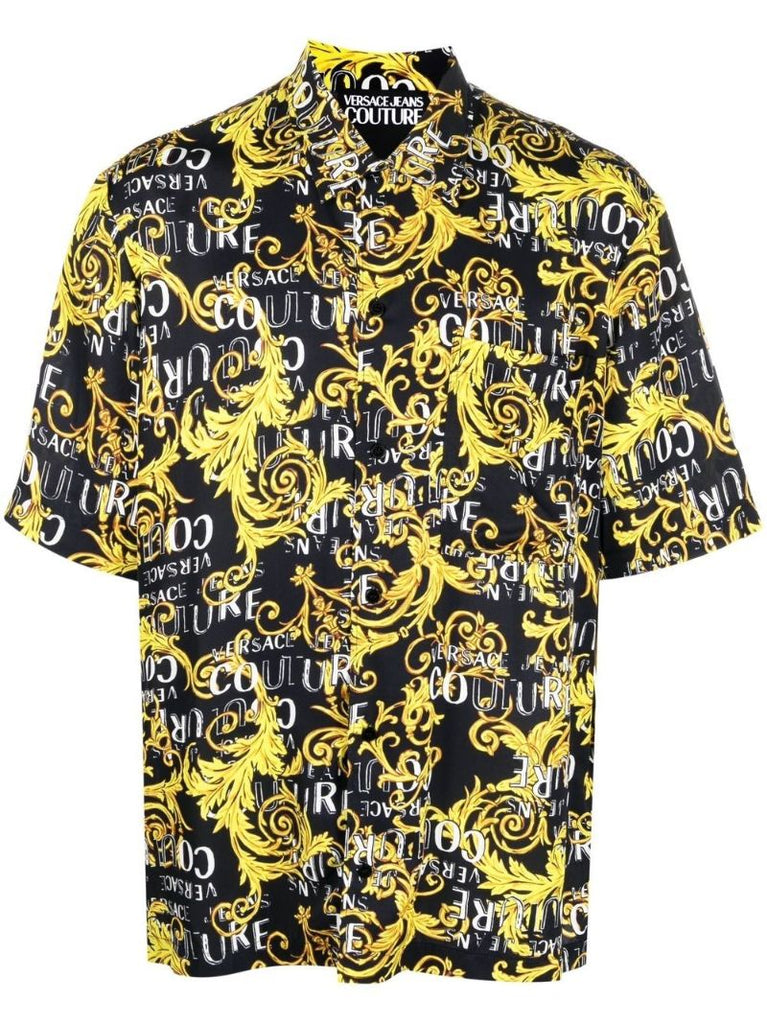 Black Baroque Print Short-sleeve Shirt