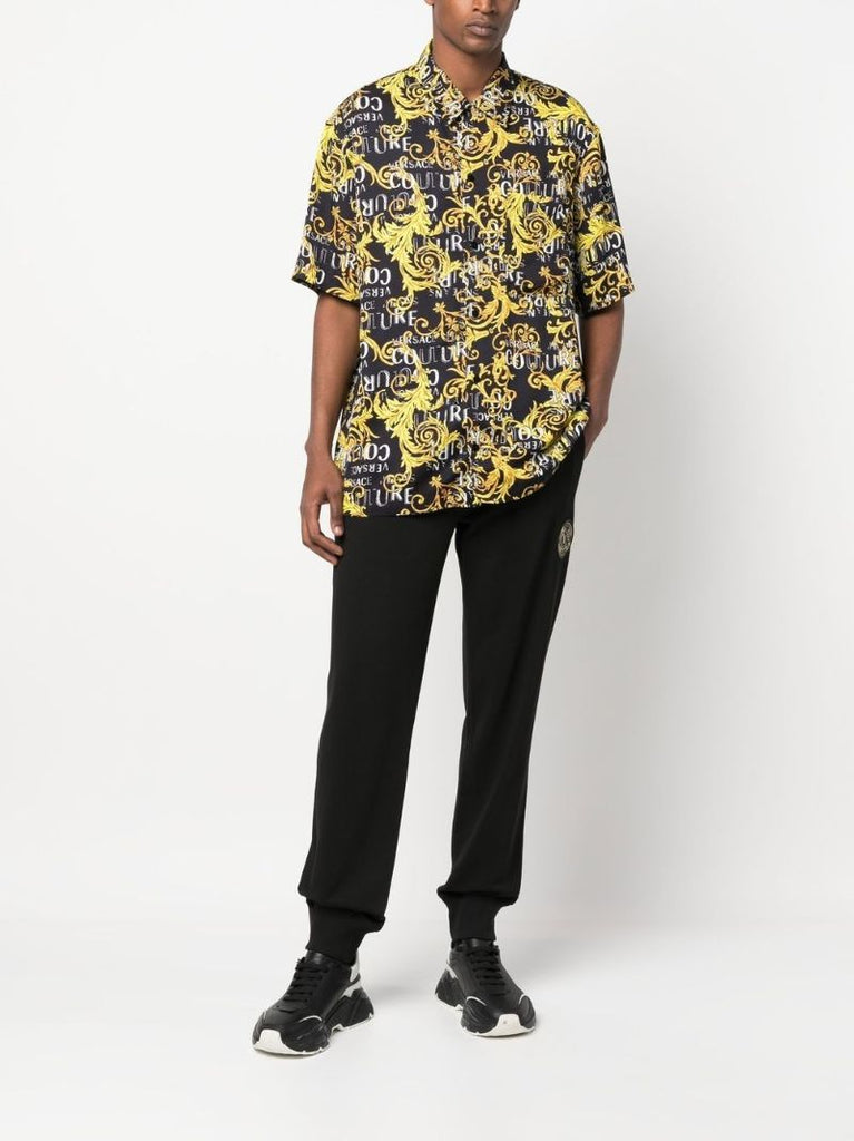 Black Baroque Print Short-sleeve Shirt