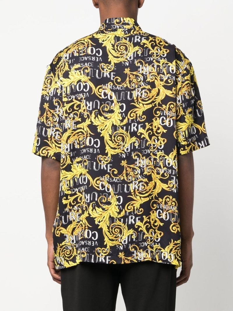 Black Baroque Print Short-sleeve Shirt