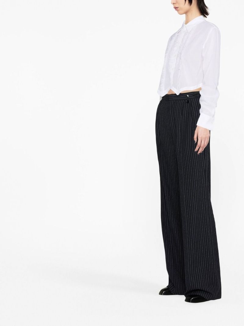 White Cropped Ruffled Shirt