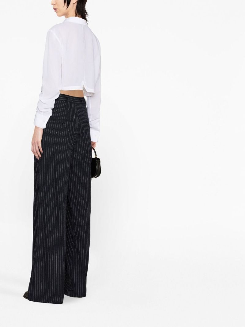 White Cropped Ruffled Shirt