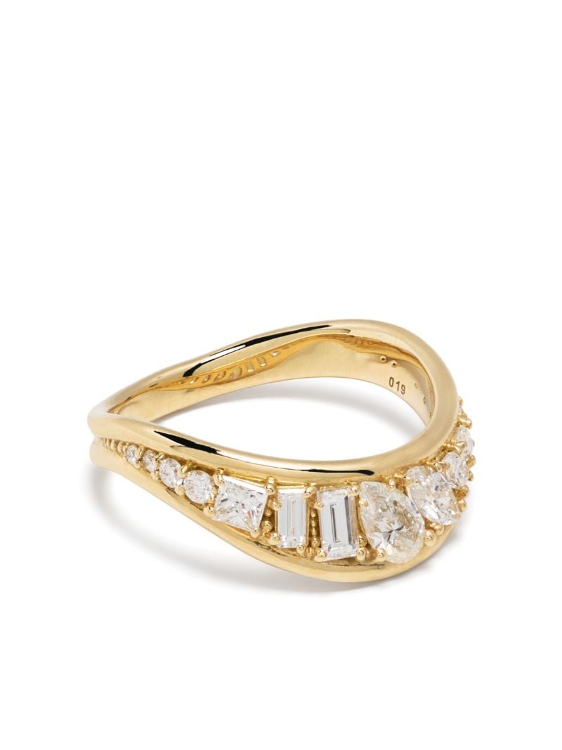 18k Stream Wave Diamond Ring