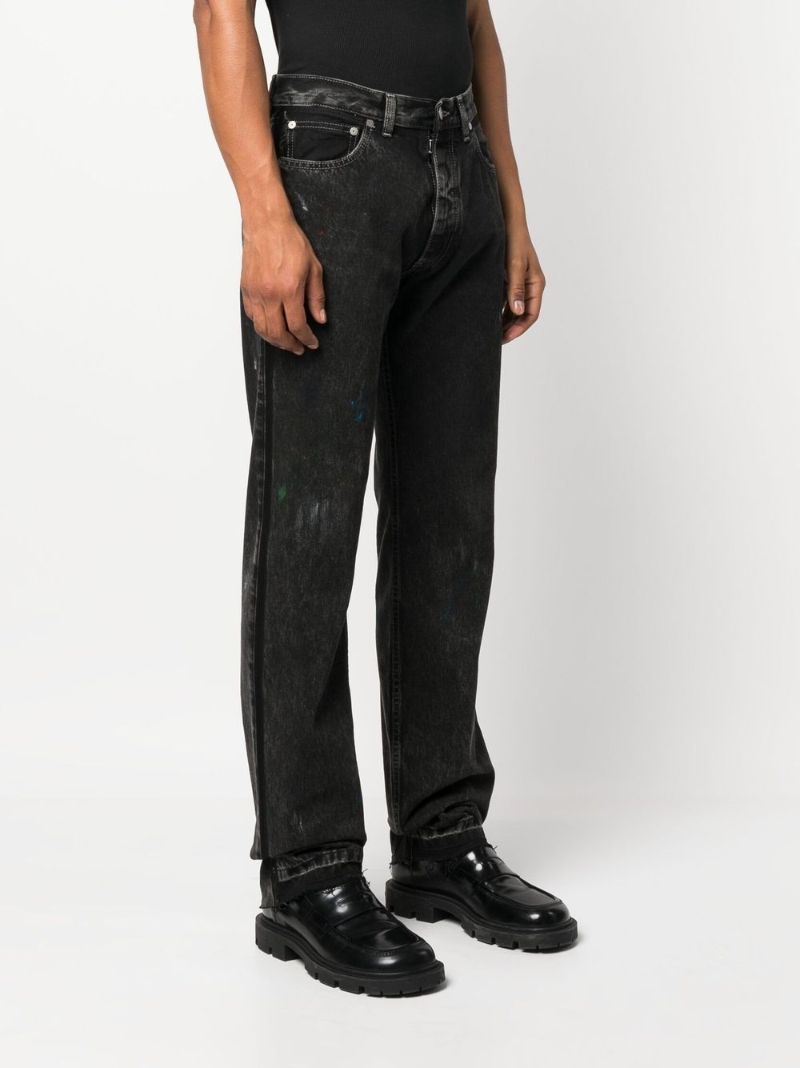 Black Paint Straight-leg Jeans