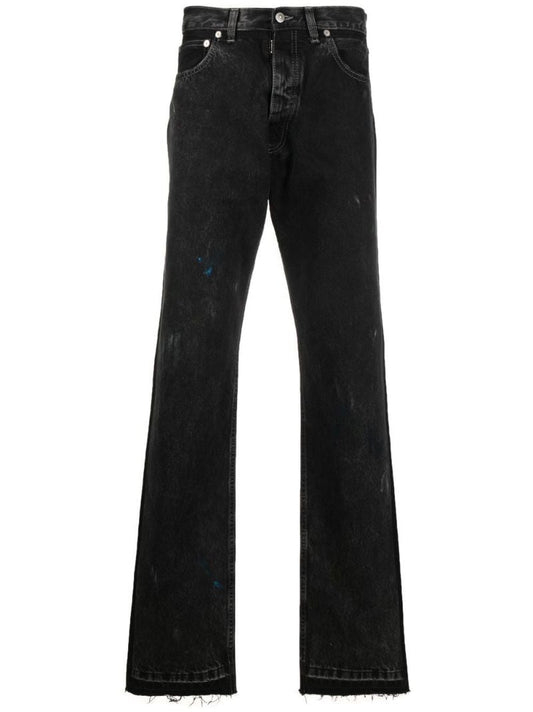 Black Paint Straight-leg Jeans