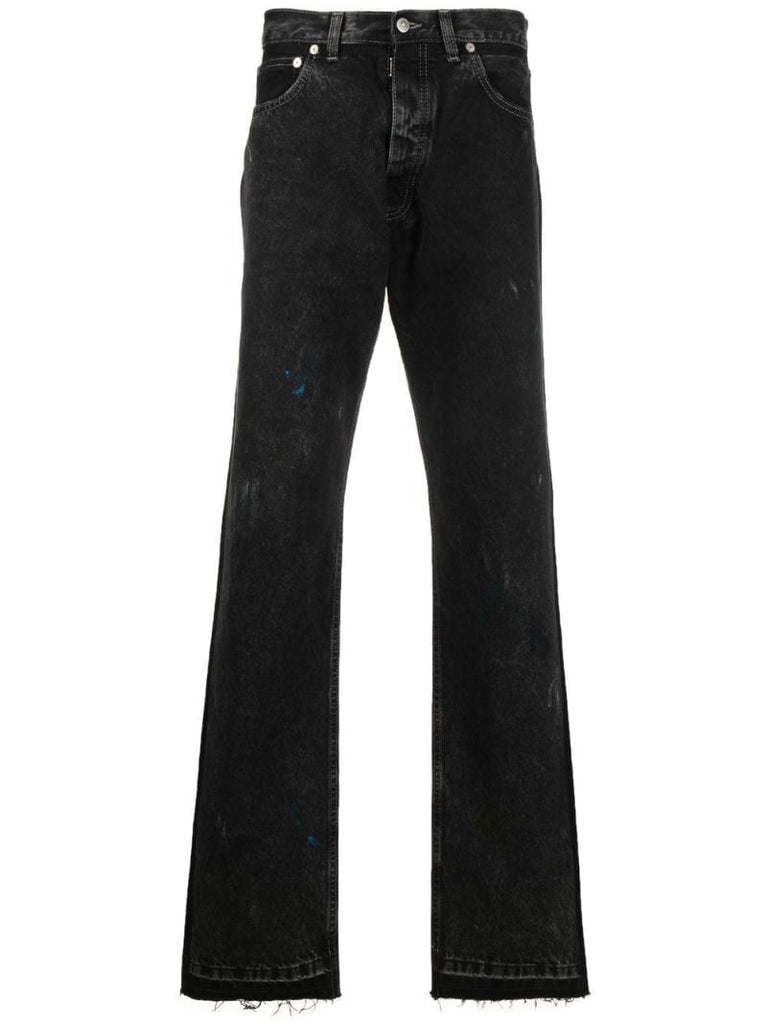 Black Paint Straight-leg Jeans