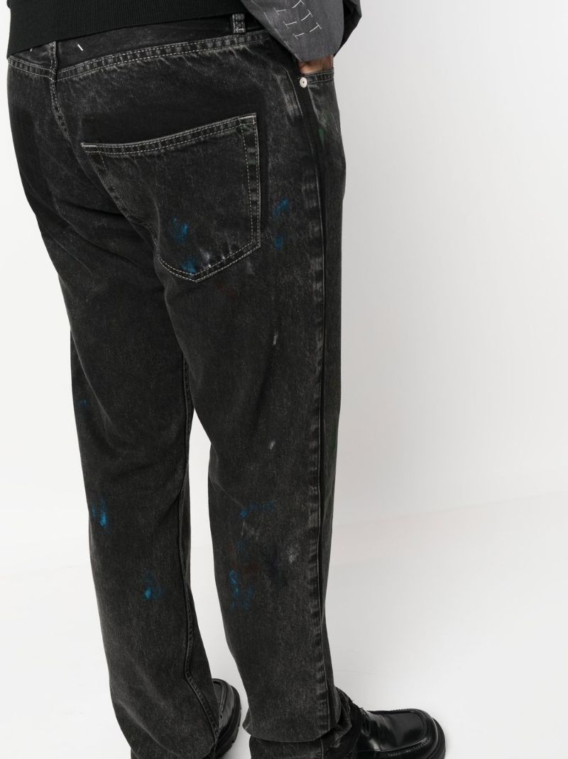 Black Paint Straight-leg Jeans