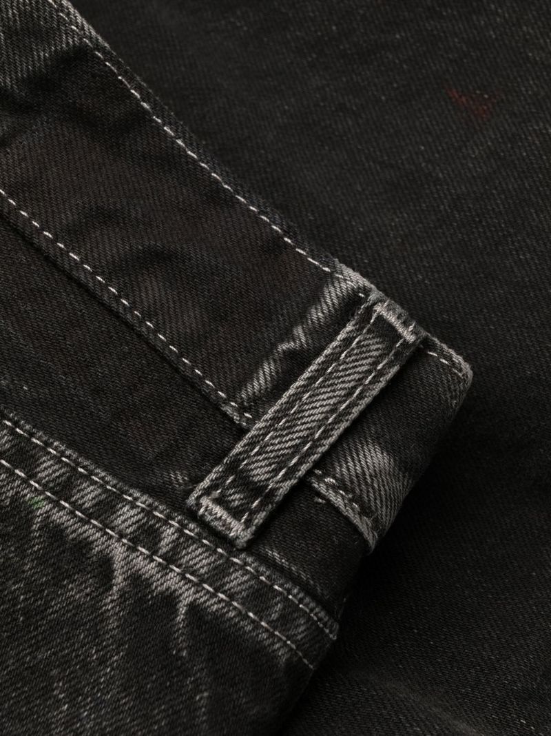 Black Paint Straight-leg Jeans