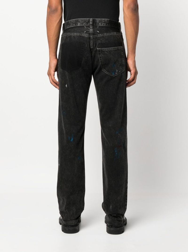 Black Paint Straight-leg Jeans