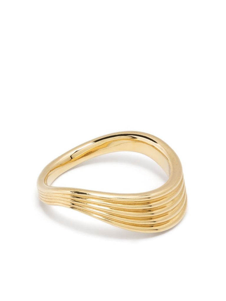 18k Yellow Gold Stream Lines Wave Ring