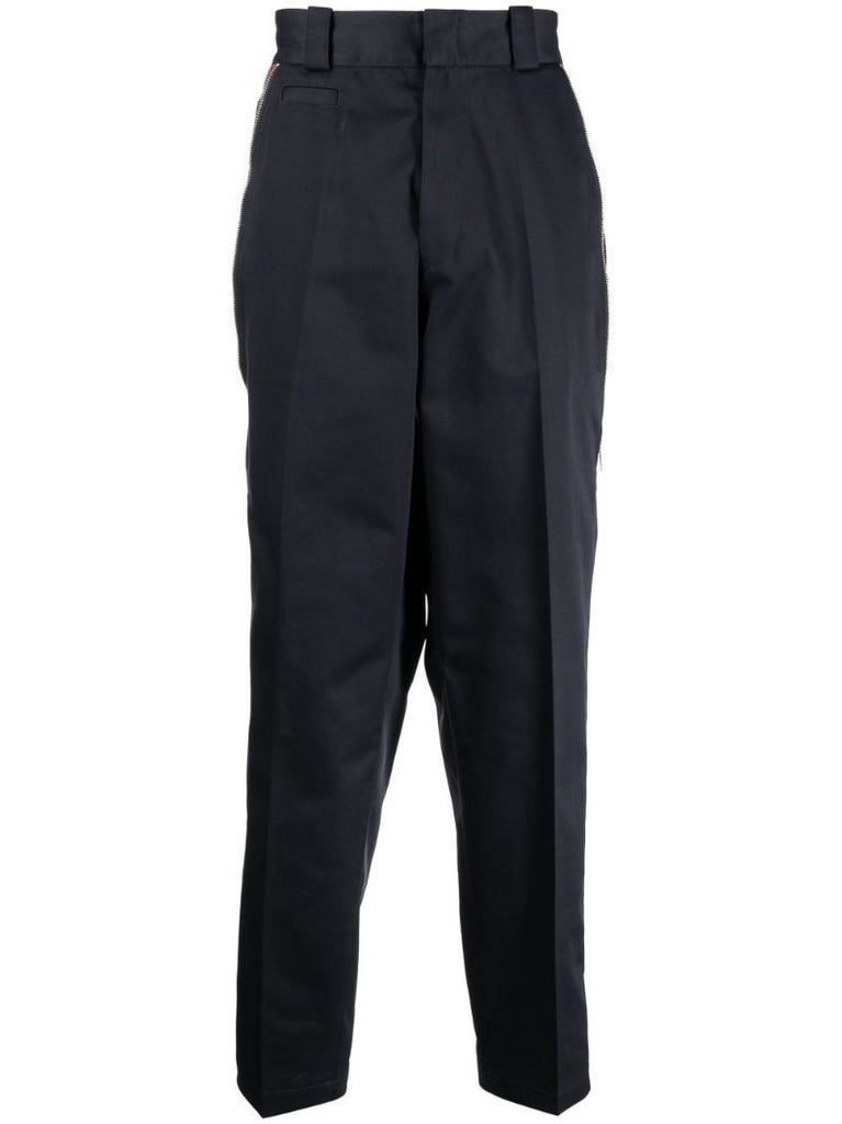 Blue Plaid Panel Tailored Trousers