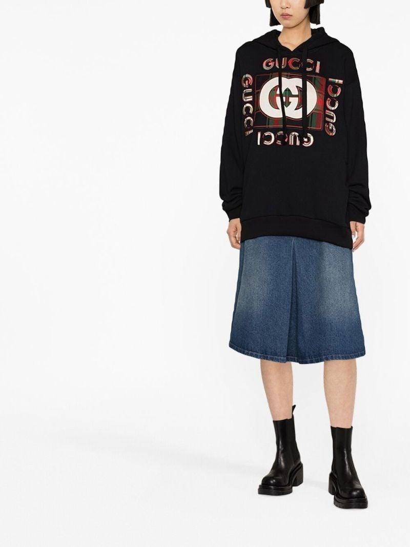 Black Logo Print Hoodie