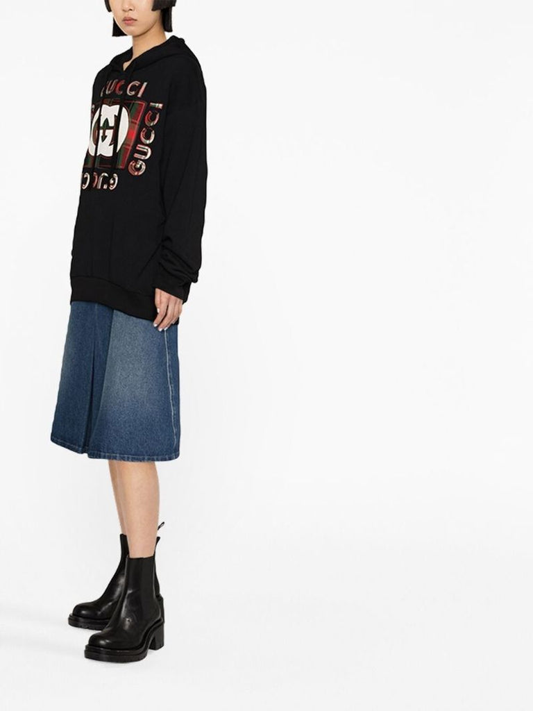 Black Logo Print Hoodie