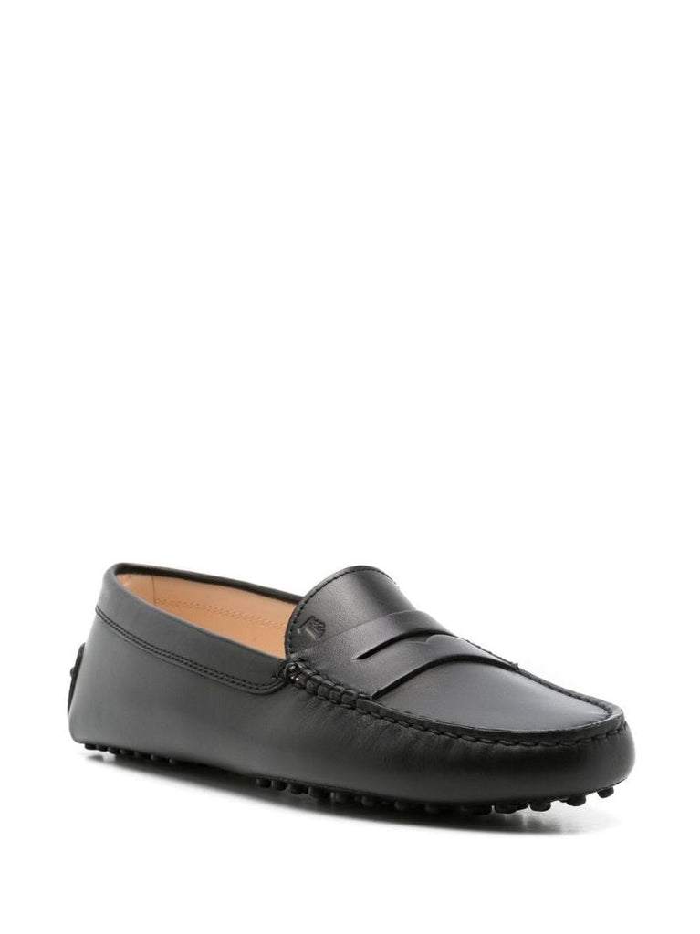 Black Gommino Leather Loafers