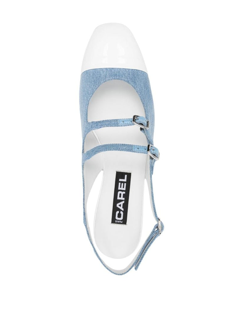 Blue and White Abricot Mary-jane Pumps