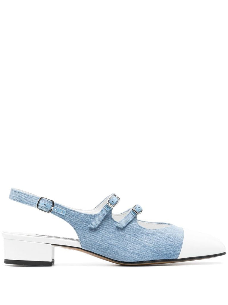 Blue and White Abricot Mary-jane Pumps