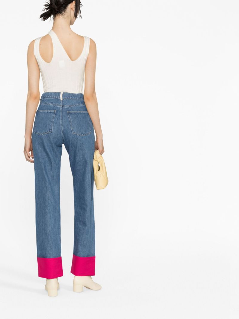 Blue Poppy Contrast Cuff Straight-leg Jeans