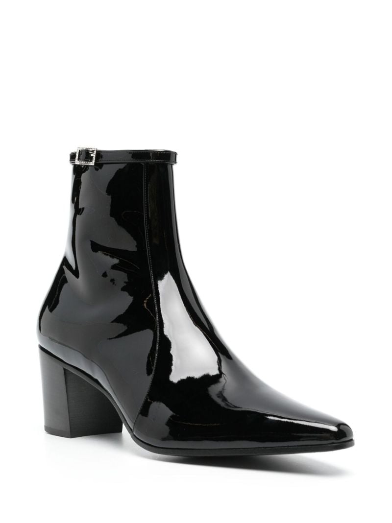 Black Arsun Patent Leather Ankle Boots