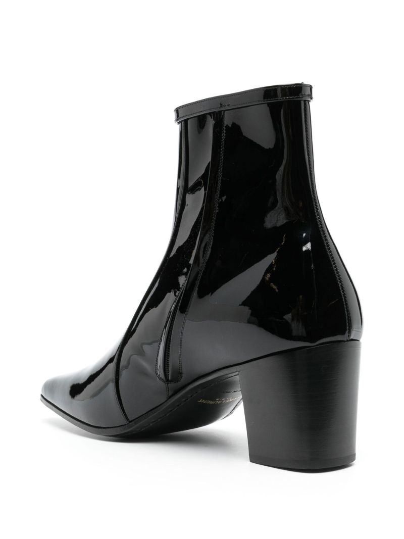 Black Arsun Patent Leather Ankle Boots