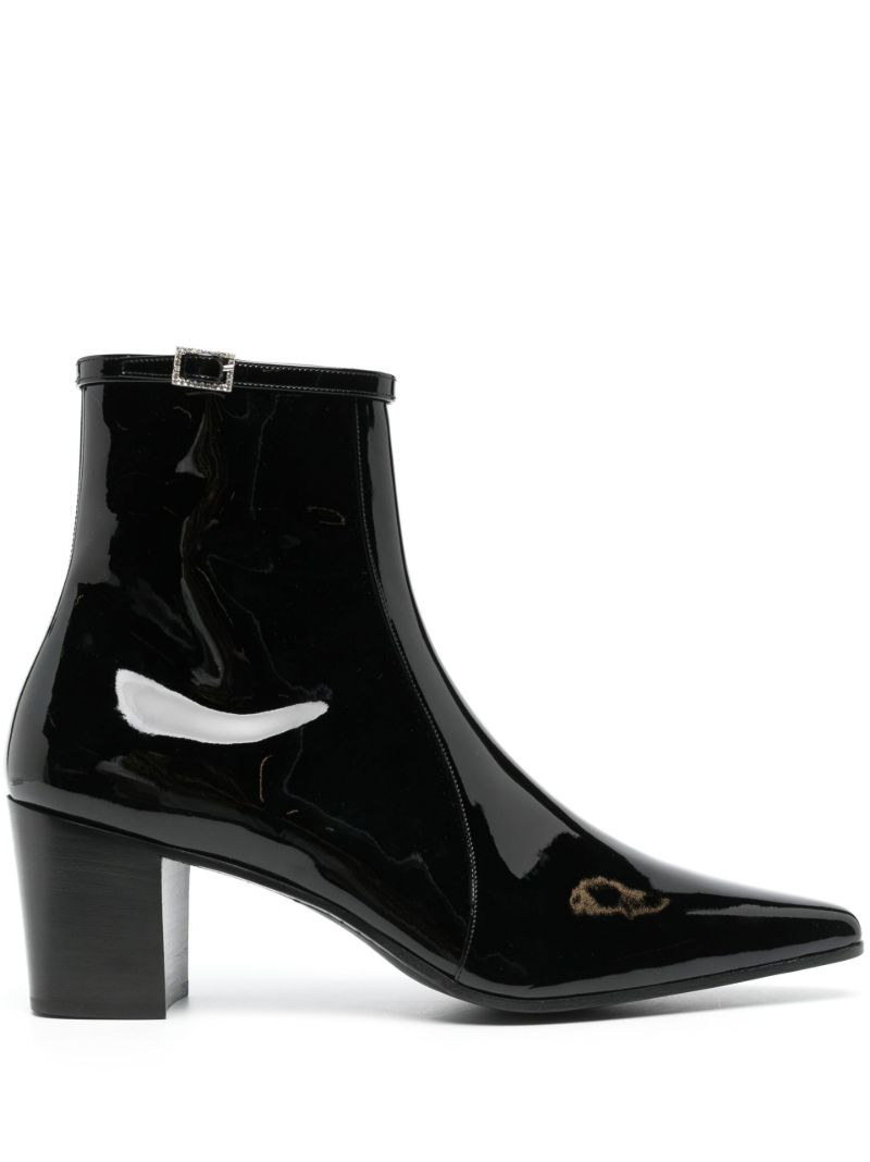 Black Arsun Patent Leather Ankle Boots