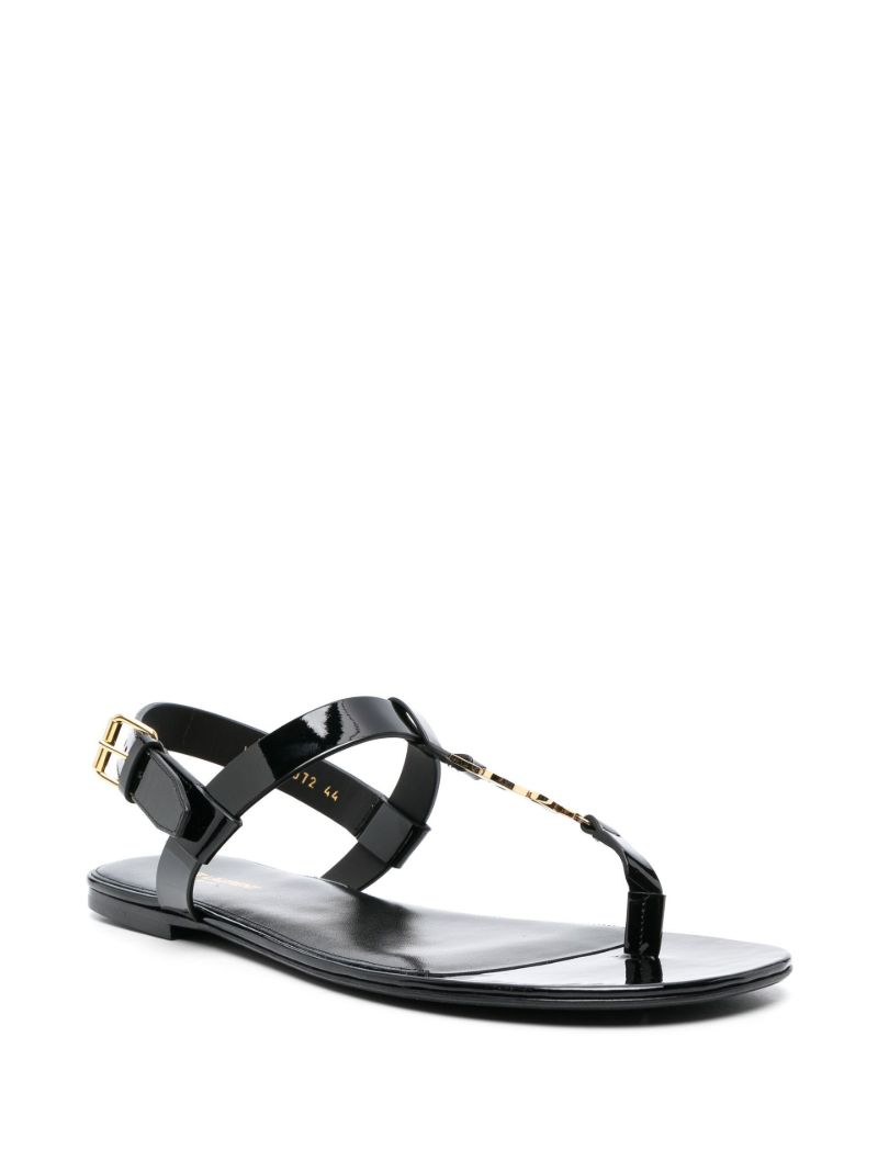 Black Cassandra T-strap Sandals