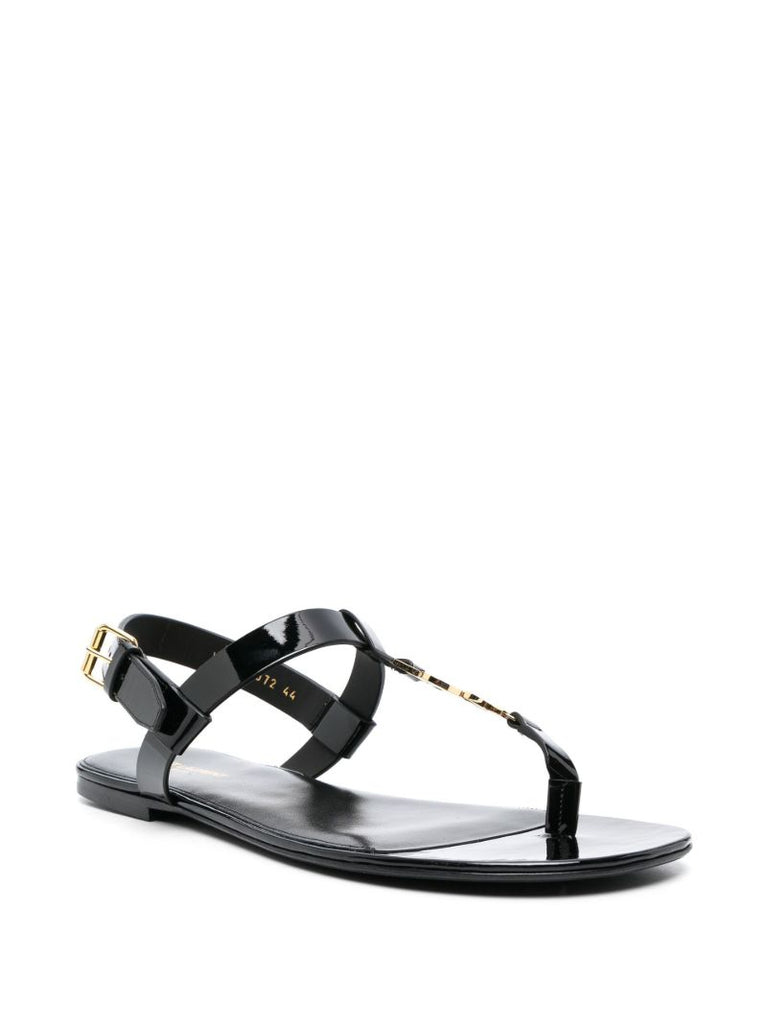 Black Cassandra T-strap Sandals