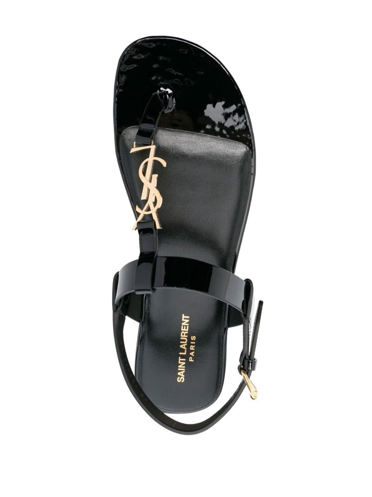Black Cassandra T-strap Sandals