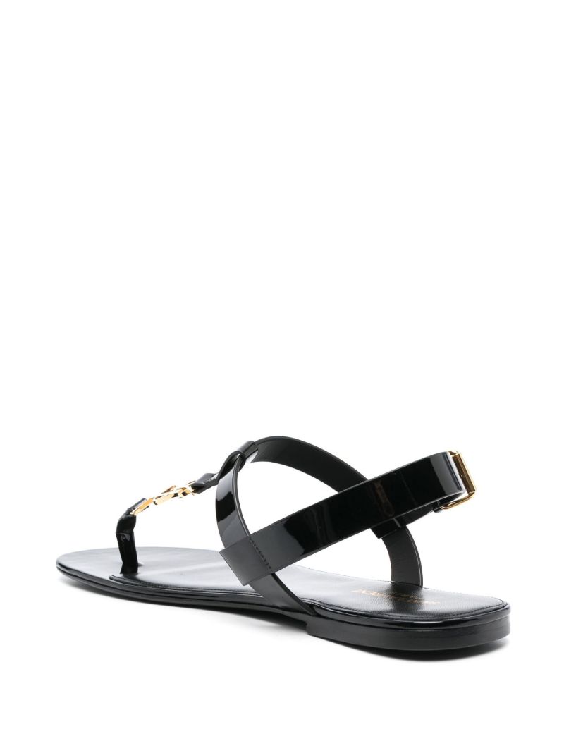 Black Cassandra T-strap Sandals