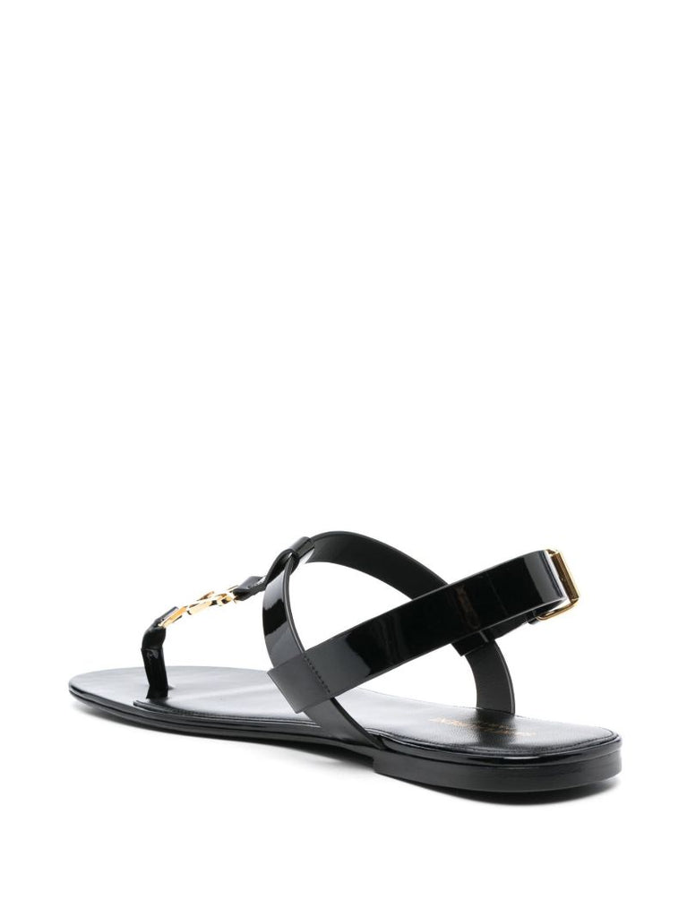 Black Cassandra T-strap Sandals