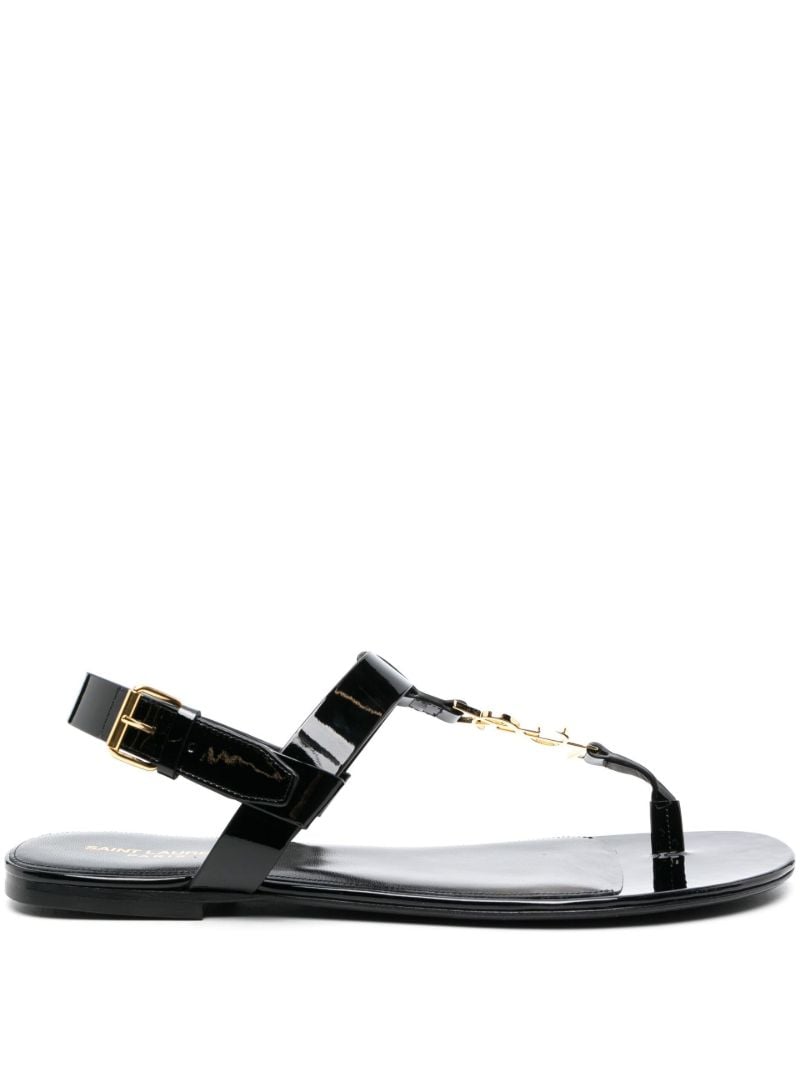 Black Cassandra T-strap Sandals