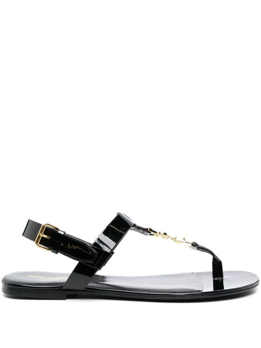 Black Cassandra T-strap Sandals