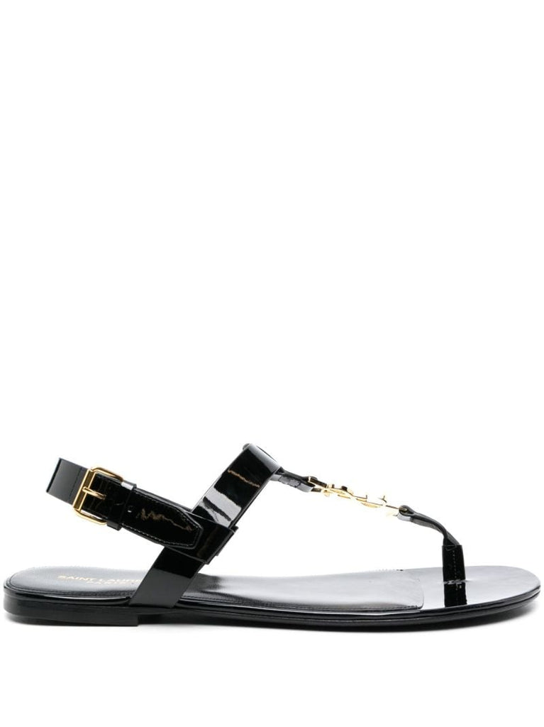 Black Cassandra T-strap Sandals