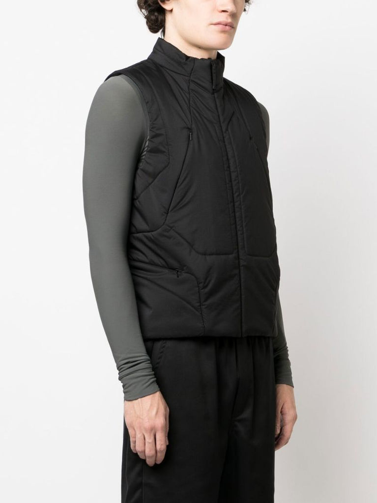 Black Insulated Panelled Zip-up Gilet
