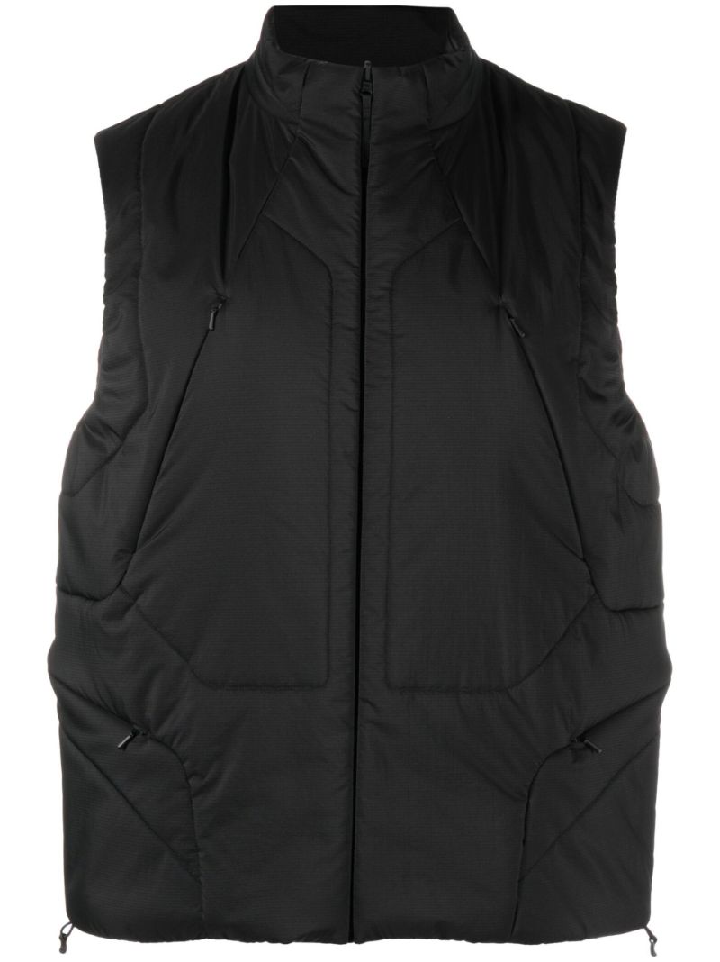 Black Insulated Panelled Zip-up Gilet