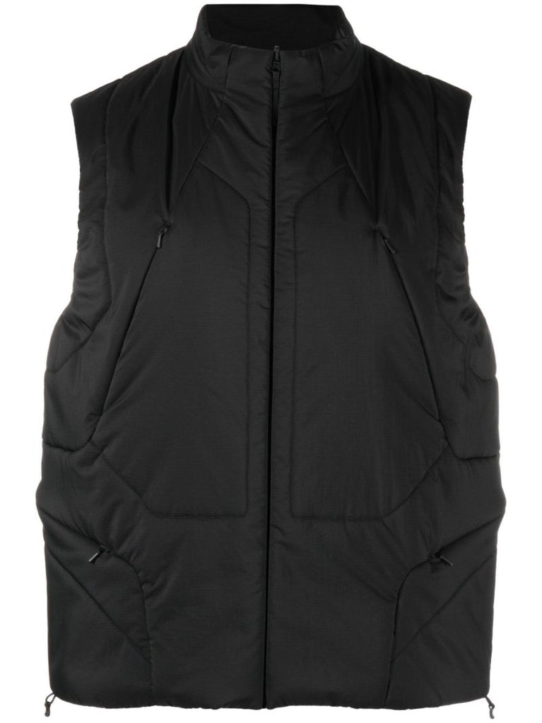 Black Insulated Panelled Zip-up Gilet