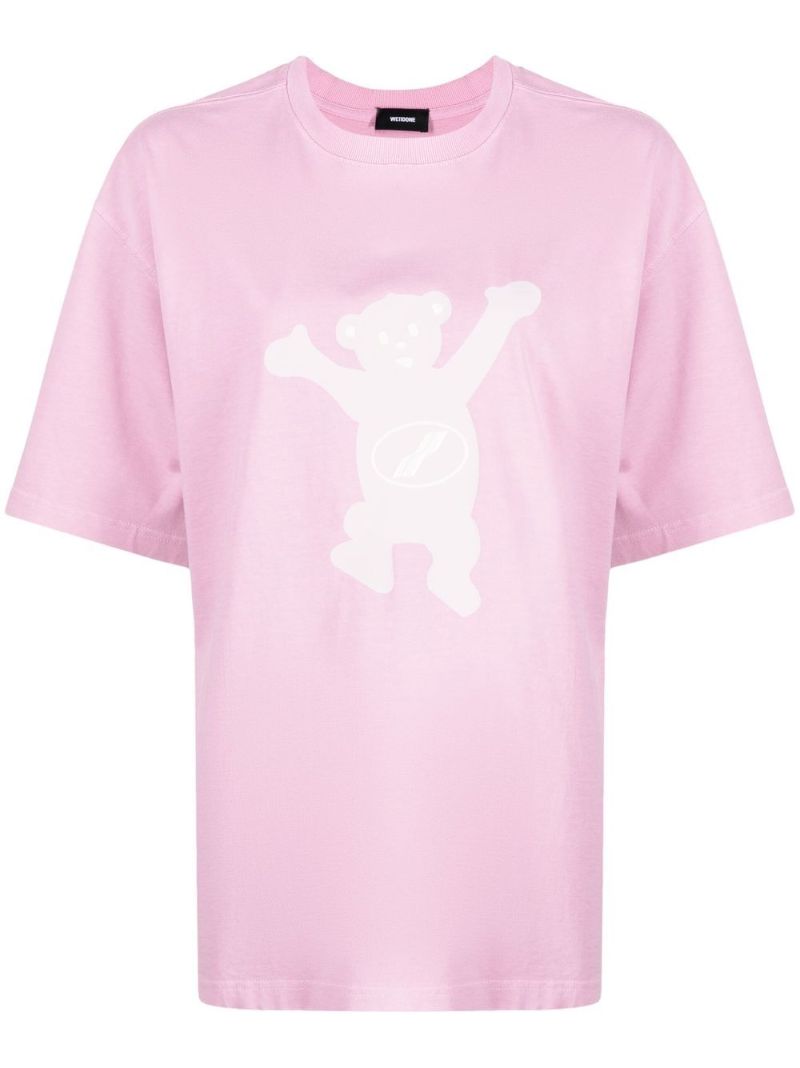 Pink Teddy Bear Graphic Print T-shirt