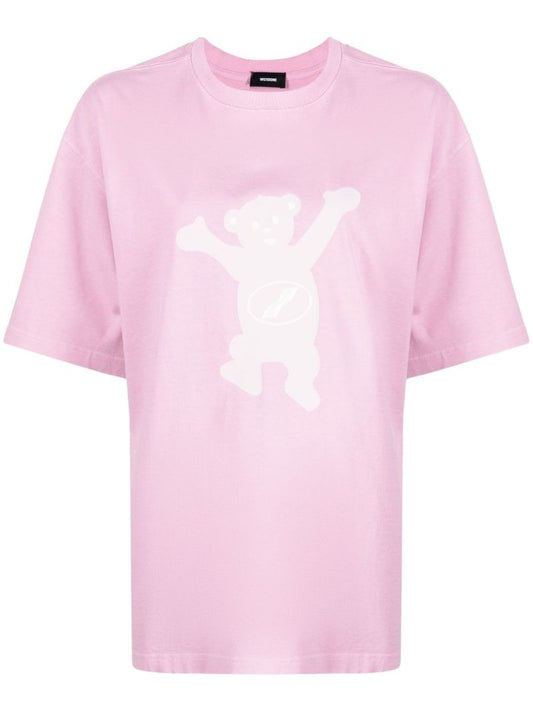 Pink Teddy Bear Graphic Print T-shirt
