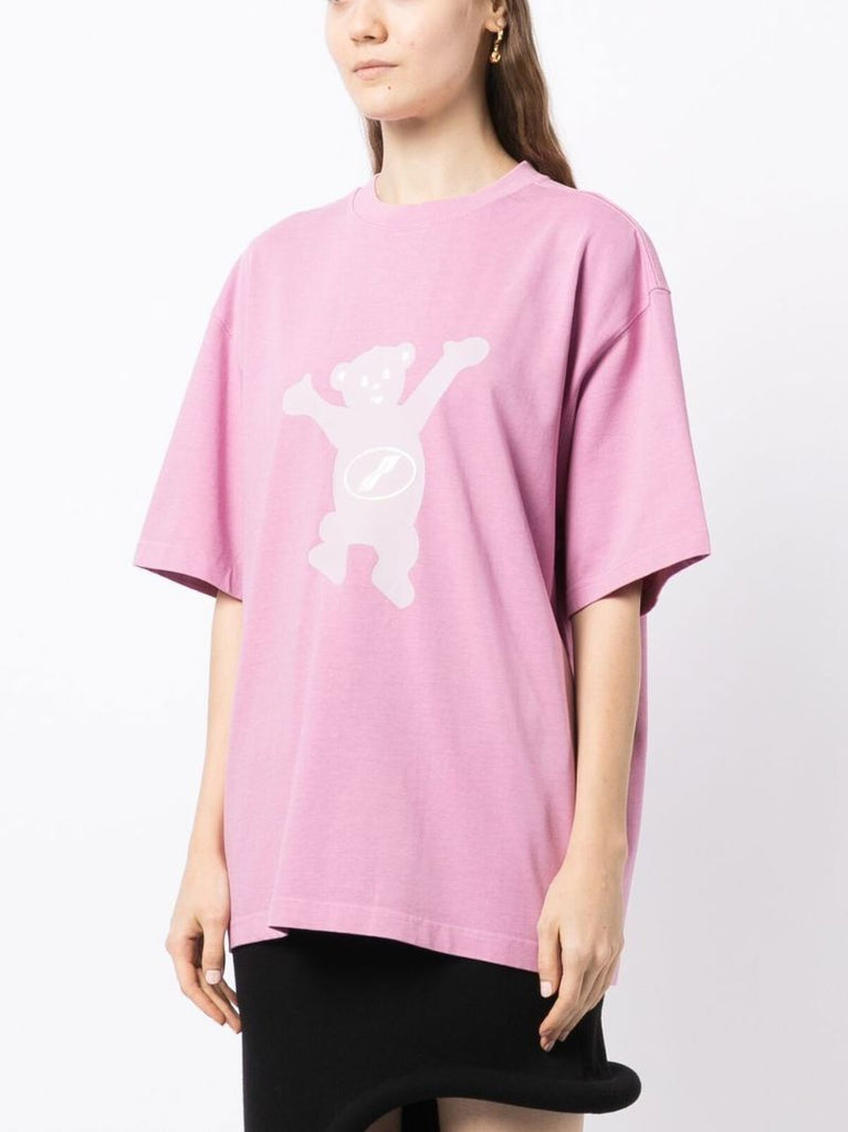 Pink Teddy Bear Graphic Print T-shirt