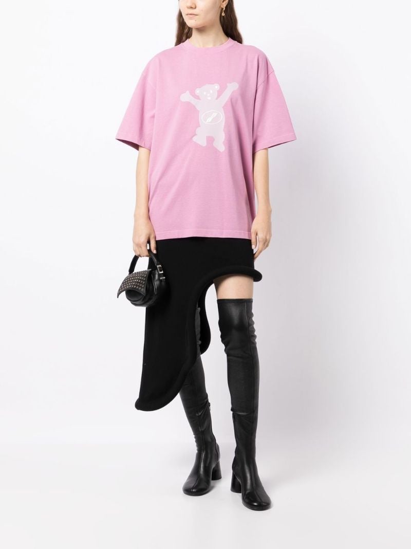 Pink Teddy Bear Graphic Print T-shirt