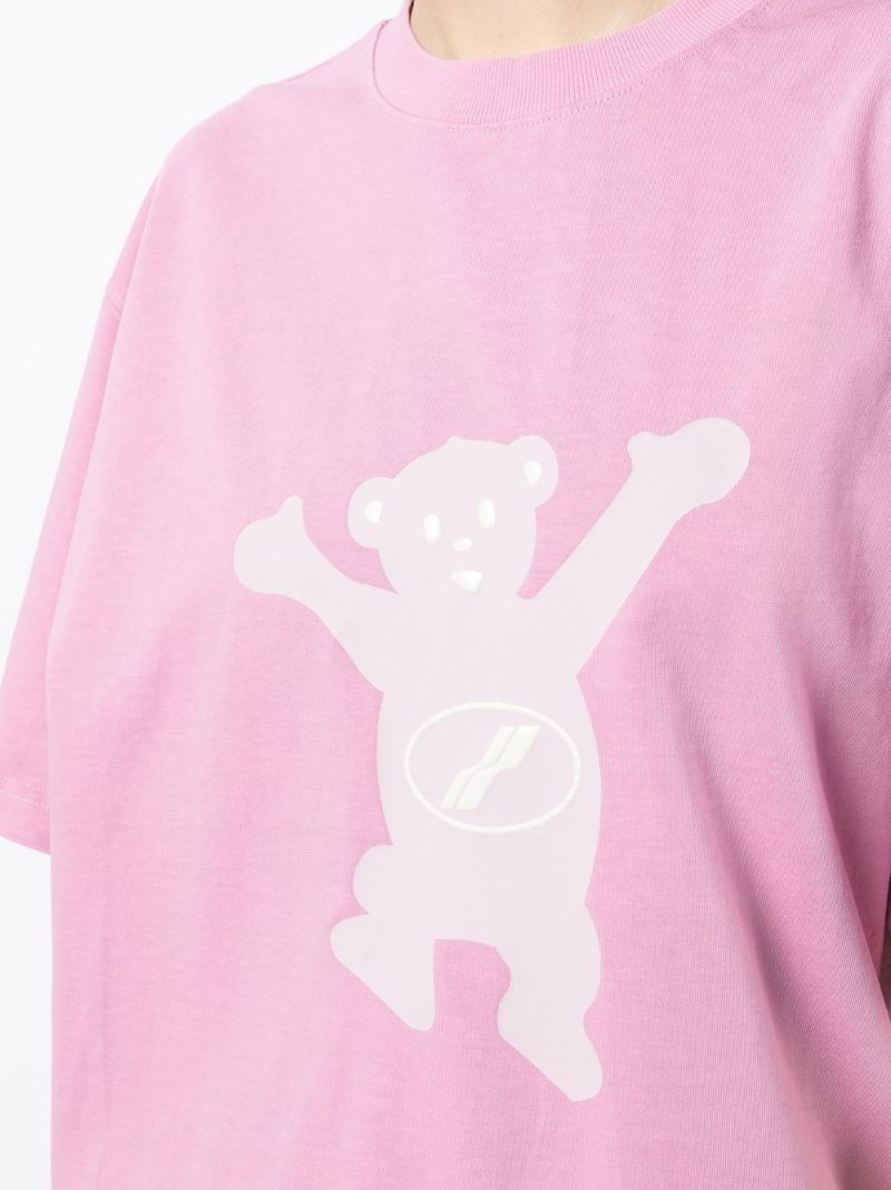 Pink Teddy Bear Graphic Print T-shirt