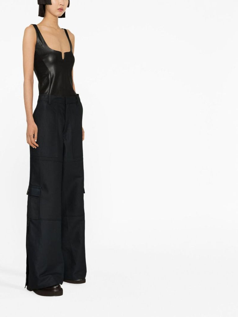 Black Neve Faux-leather Bodysuit