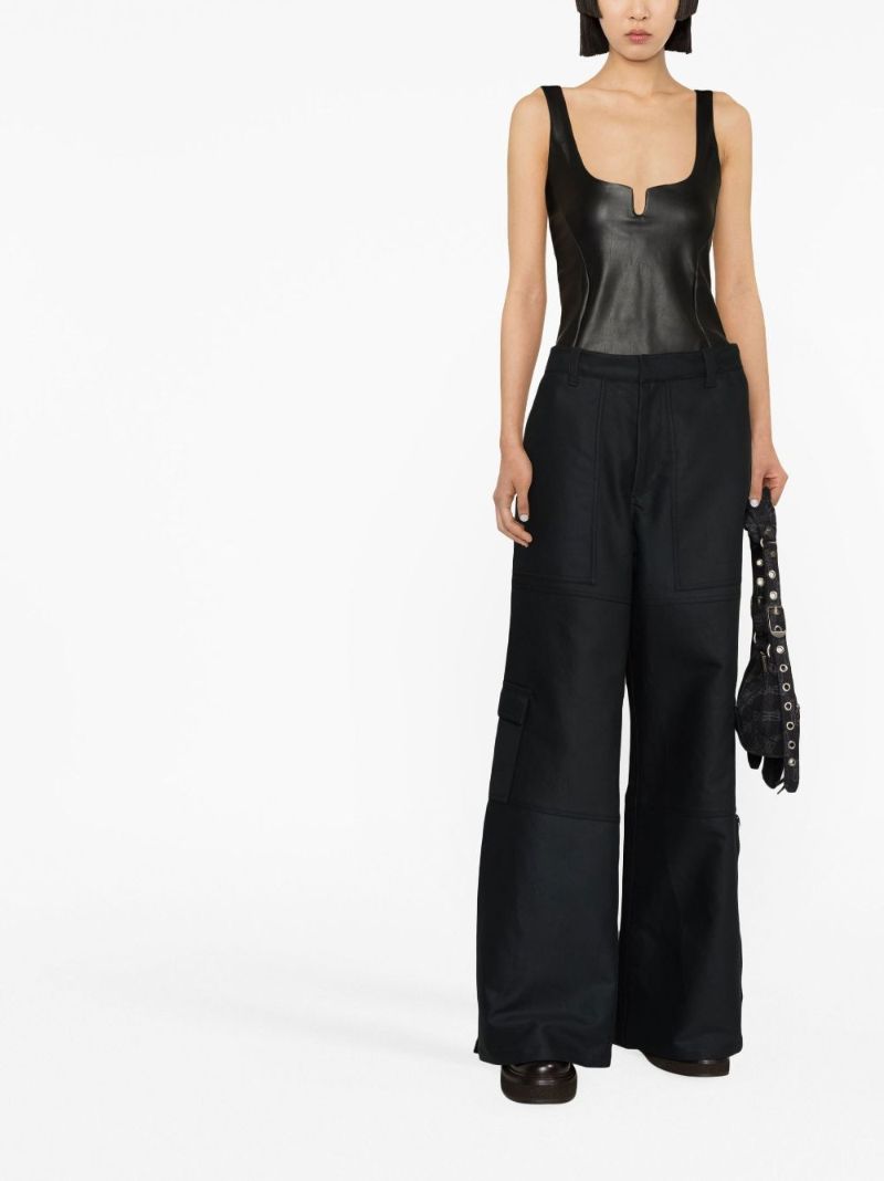 Black Neve Faux-leather Bodysuit