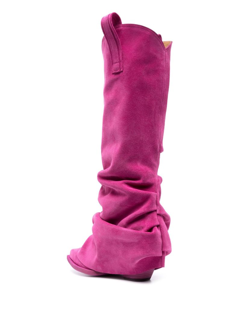 Pink Mid Cowboy Suede Boots