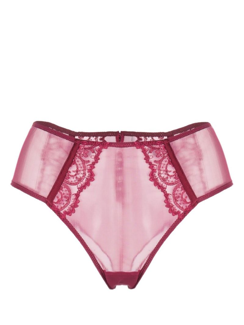 Red Juliette Embroidered High Waisted Briefs