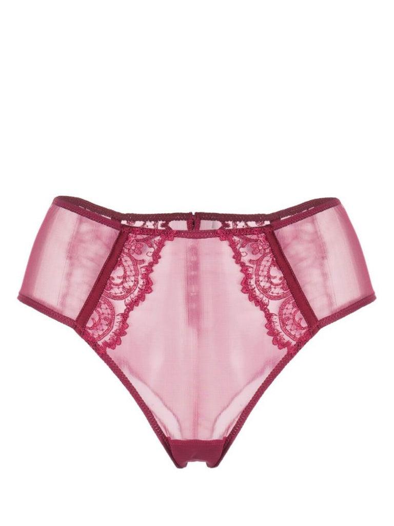 Red Juliette Embroidered High Waisted Briefs