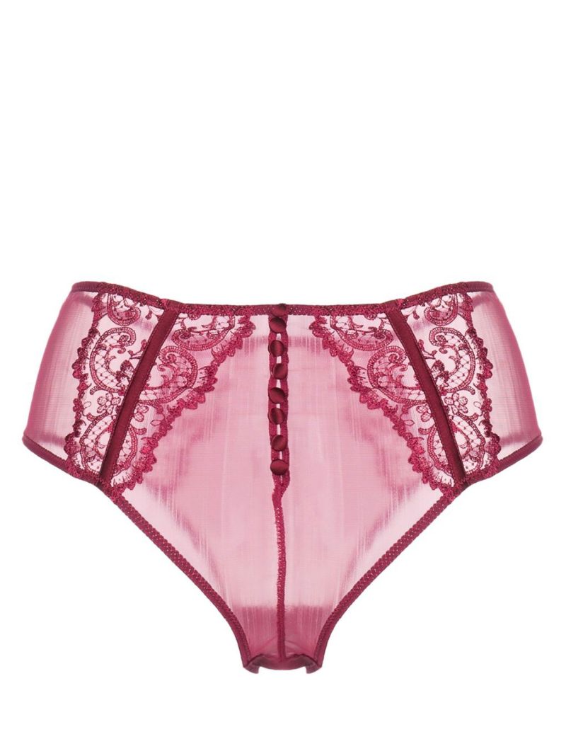 Red Juliette Embroidered High Waisted Briefs