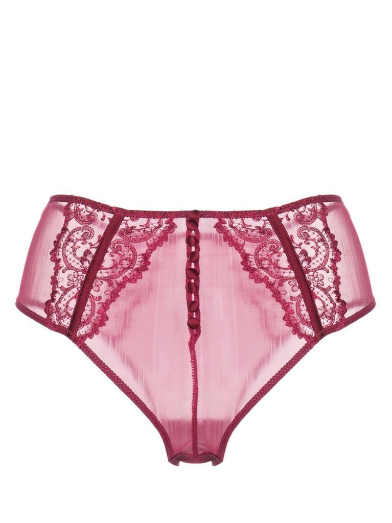 Red Juliette Embroidered High Waisted Briefs