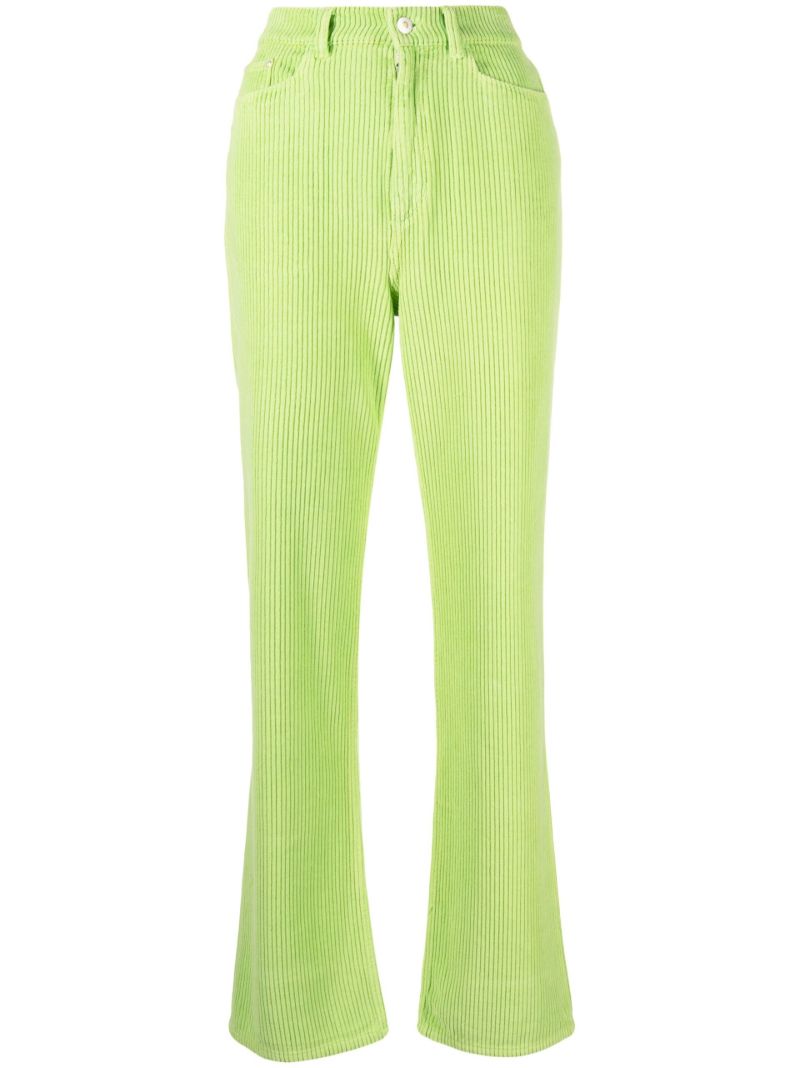 Green Rose Corduroy Straight-leg Jeans