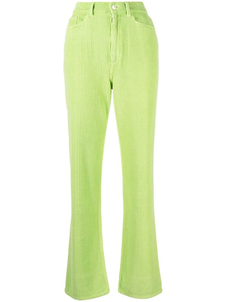 Green Rose Corduroy Straight-leg Jeans