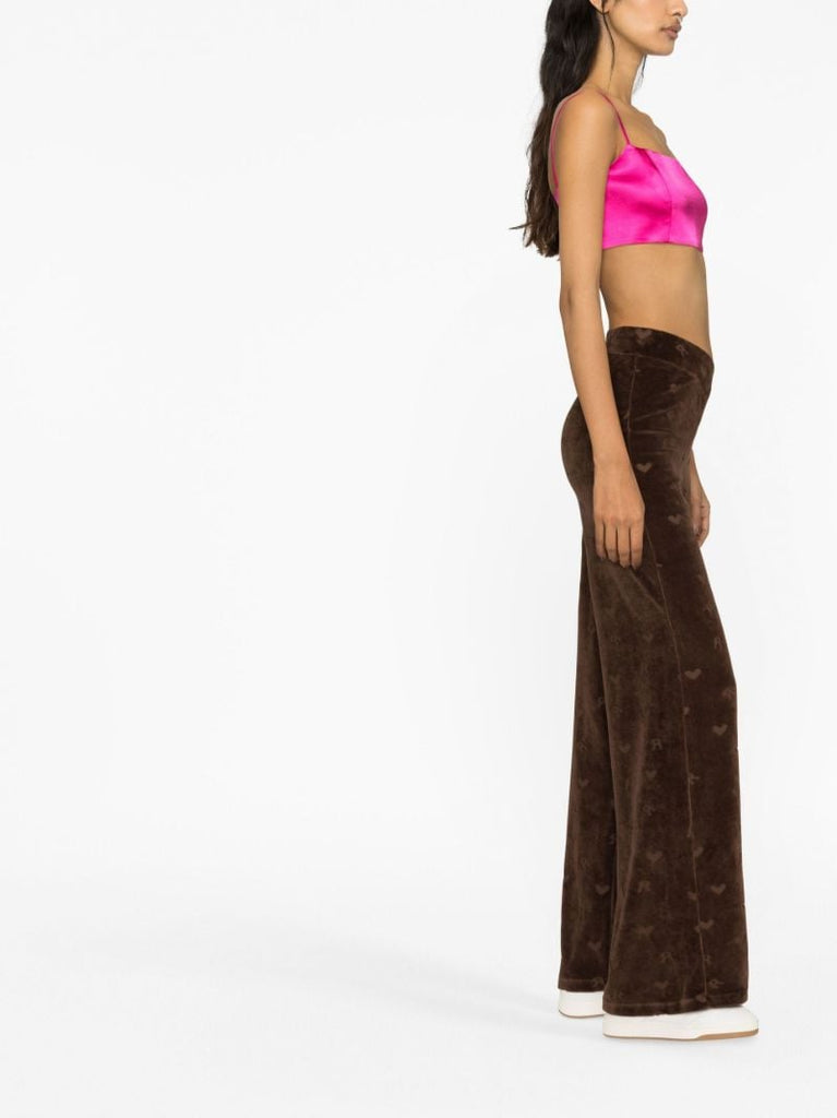 Brown Logo DevorÃ_x0083_Â© Velvet Flared Trousers