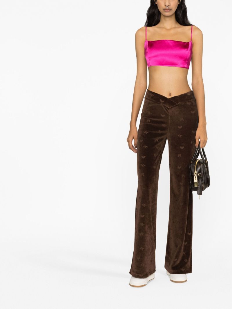 Brown Logo DevorÃ_x0083_Â© Velvet Flared Trousers